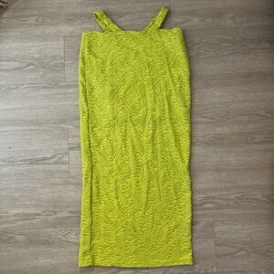 SHEIN lime green maxi skirt with ruched detailing and hip cutouts Size M